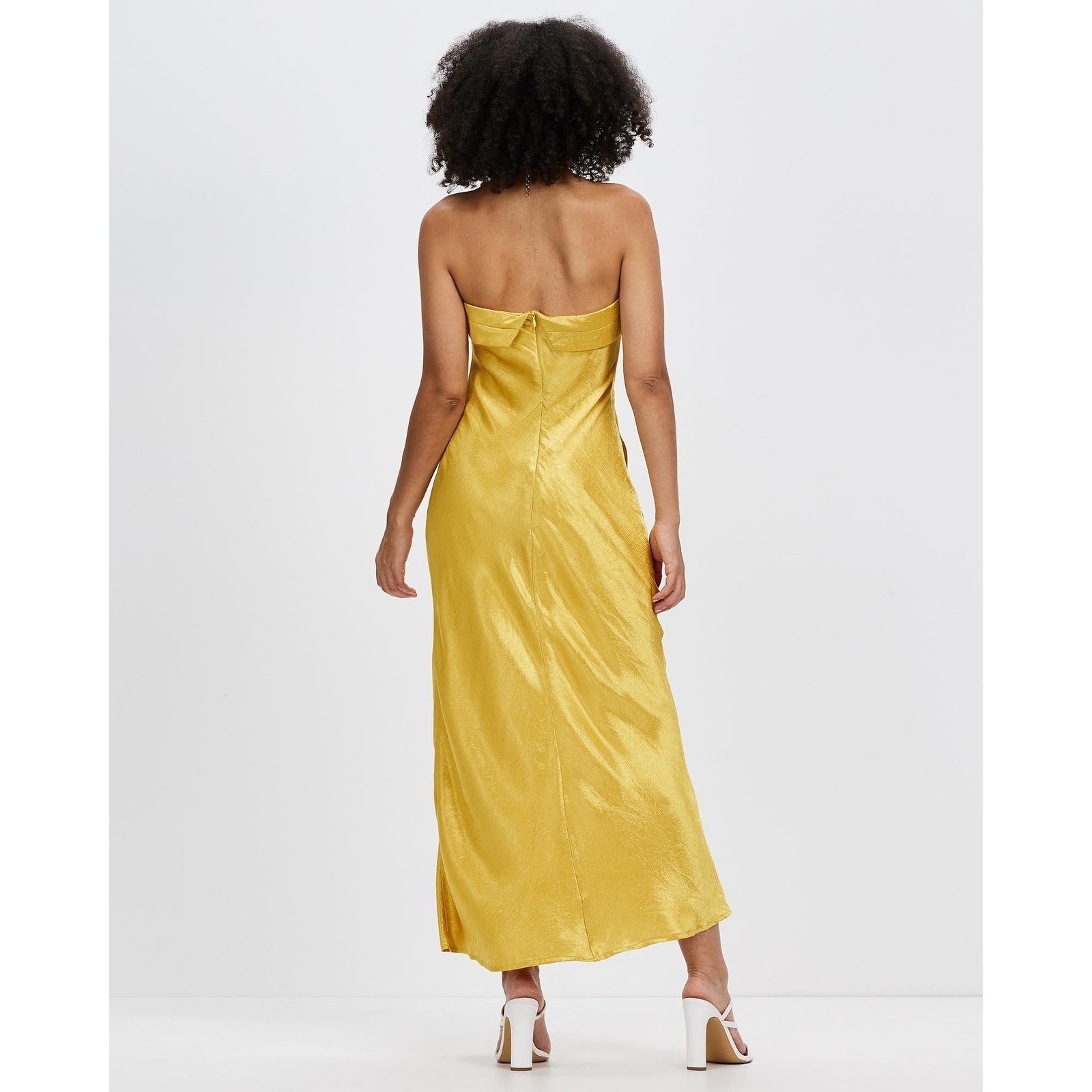 Runaway The Label Leila Slip Dress Marigold Yellow Strapless Midi Size Medium