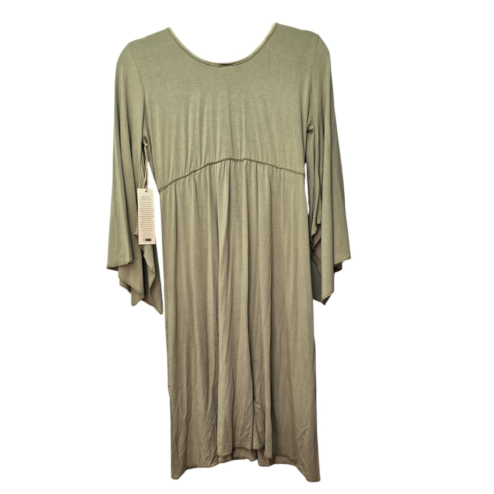 Jonano Dress Womens Large Green EcoKashmere Viscose Bamboo Fairy Whimsy Boho NEW