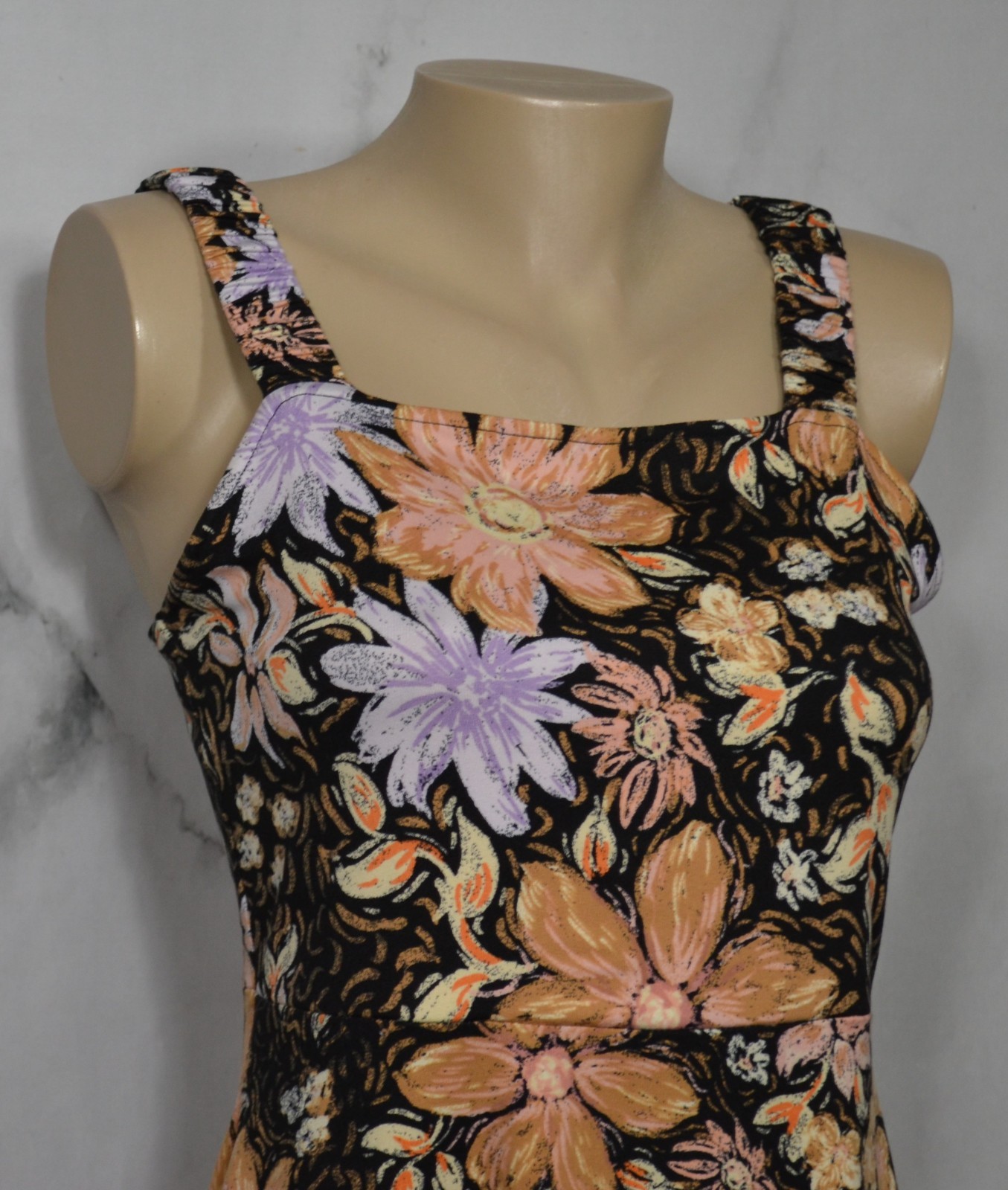 SO GOODS FOR LIFE Black Multicolor Floral Print Sleeveless Dress Medium
