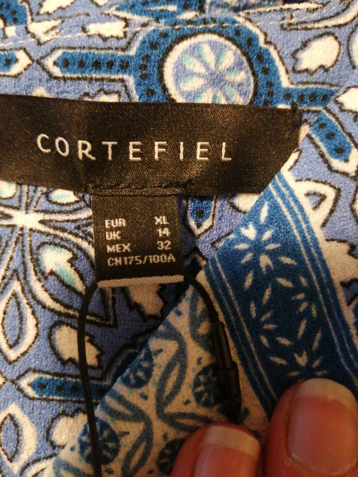Cortefiel Blue Pattern Tunic Dress Size 14