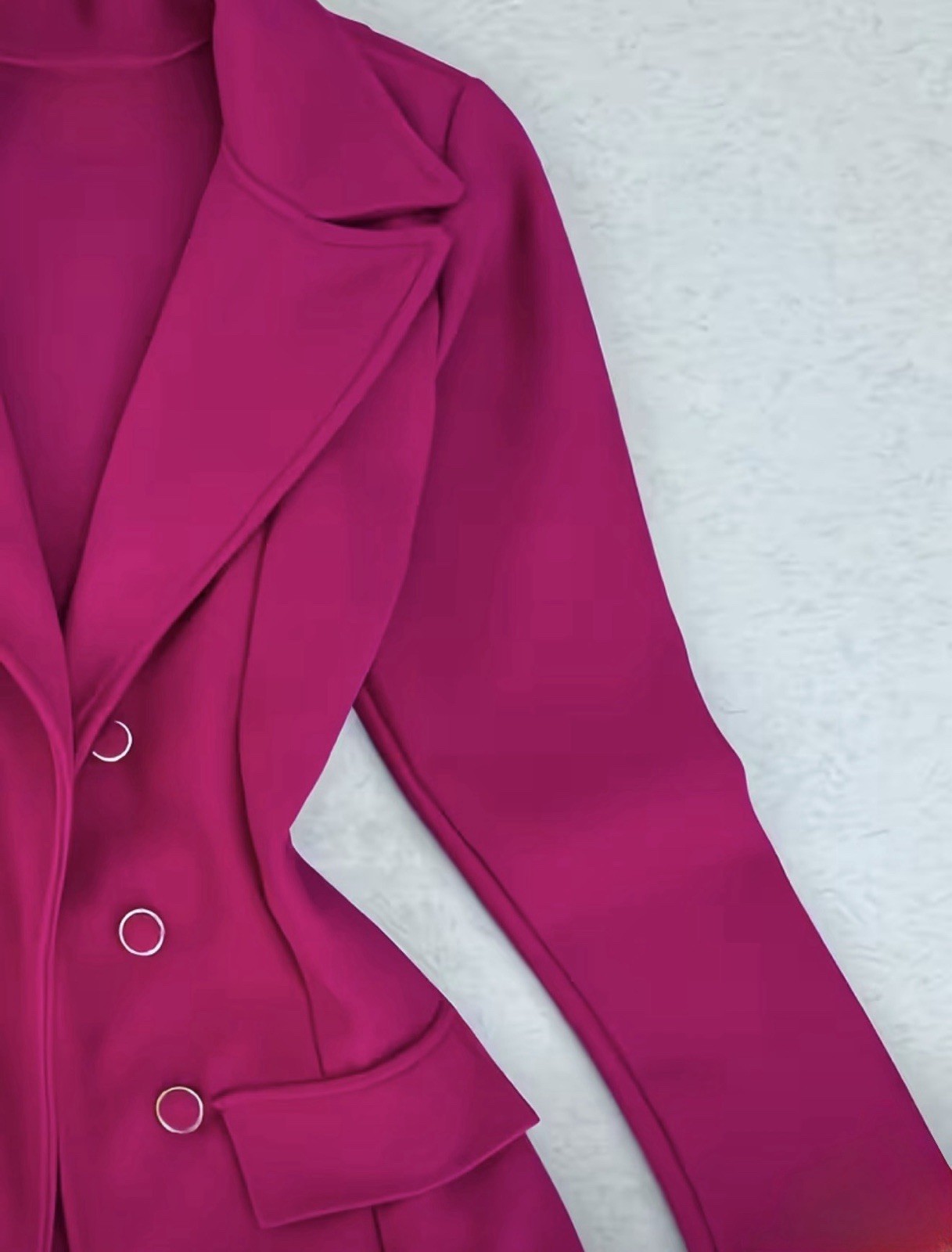 Women’s Slim-Fit Double Breasted Blazer Dress Hot Pink Notched Lapel Size XXL