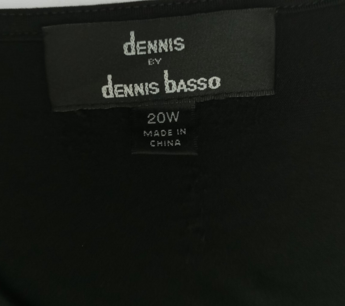 Dennis By Dennis Basso Black Lace Long Sleeve Dress A-line V-Neck Tie Waist 20W
