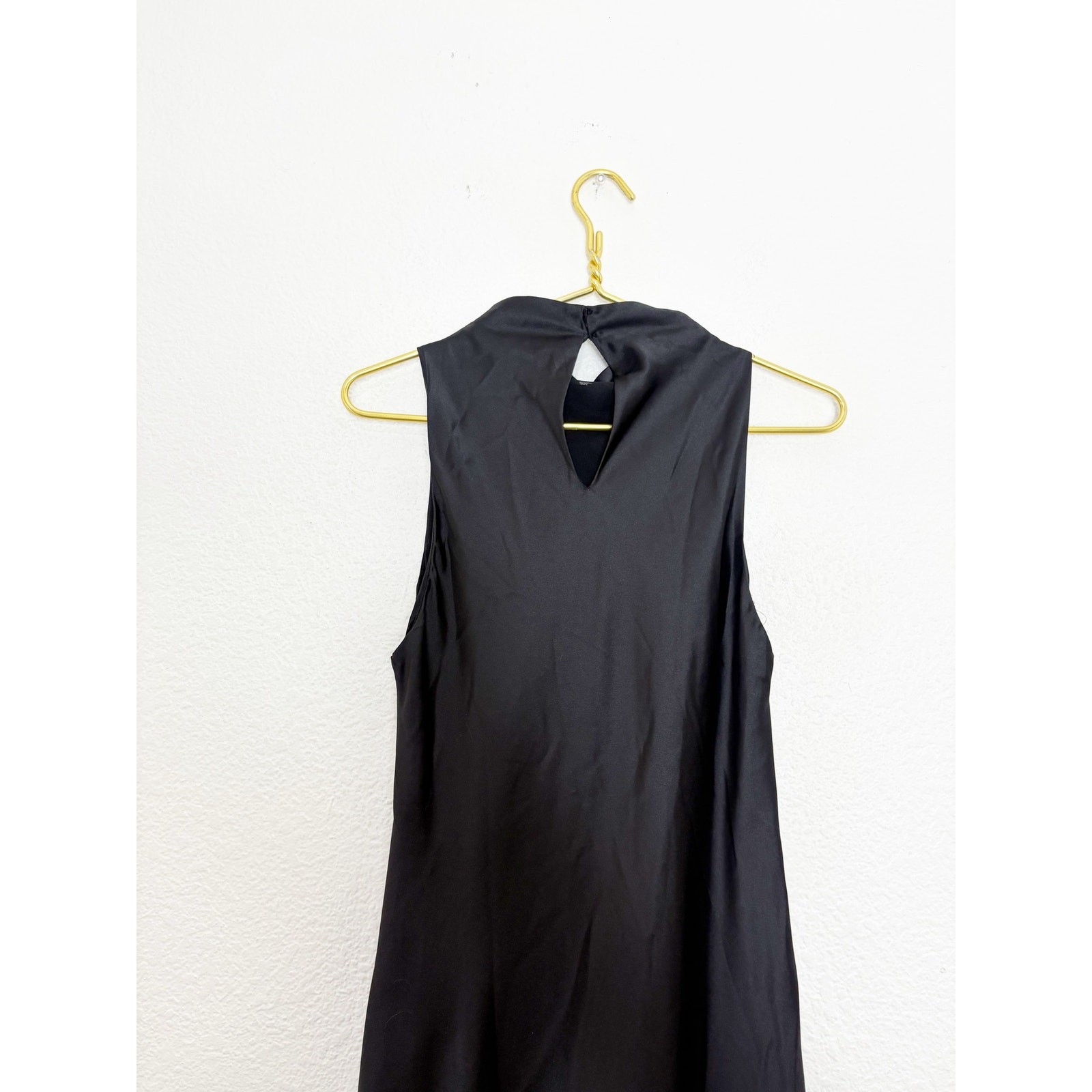 Zara Black Satin High Neck Midi Slip Dress Size Medium 8848/748 Cocktail Party