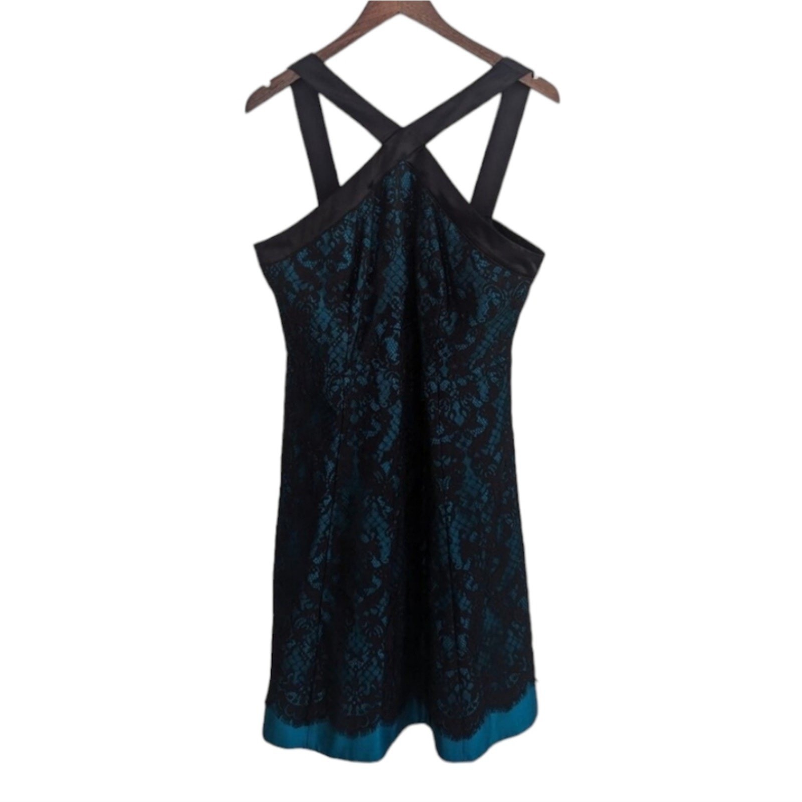 Draper James Betty Party pLace Halter MiniKnee Length Dress Teal Black Size 10
