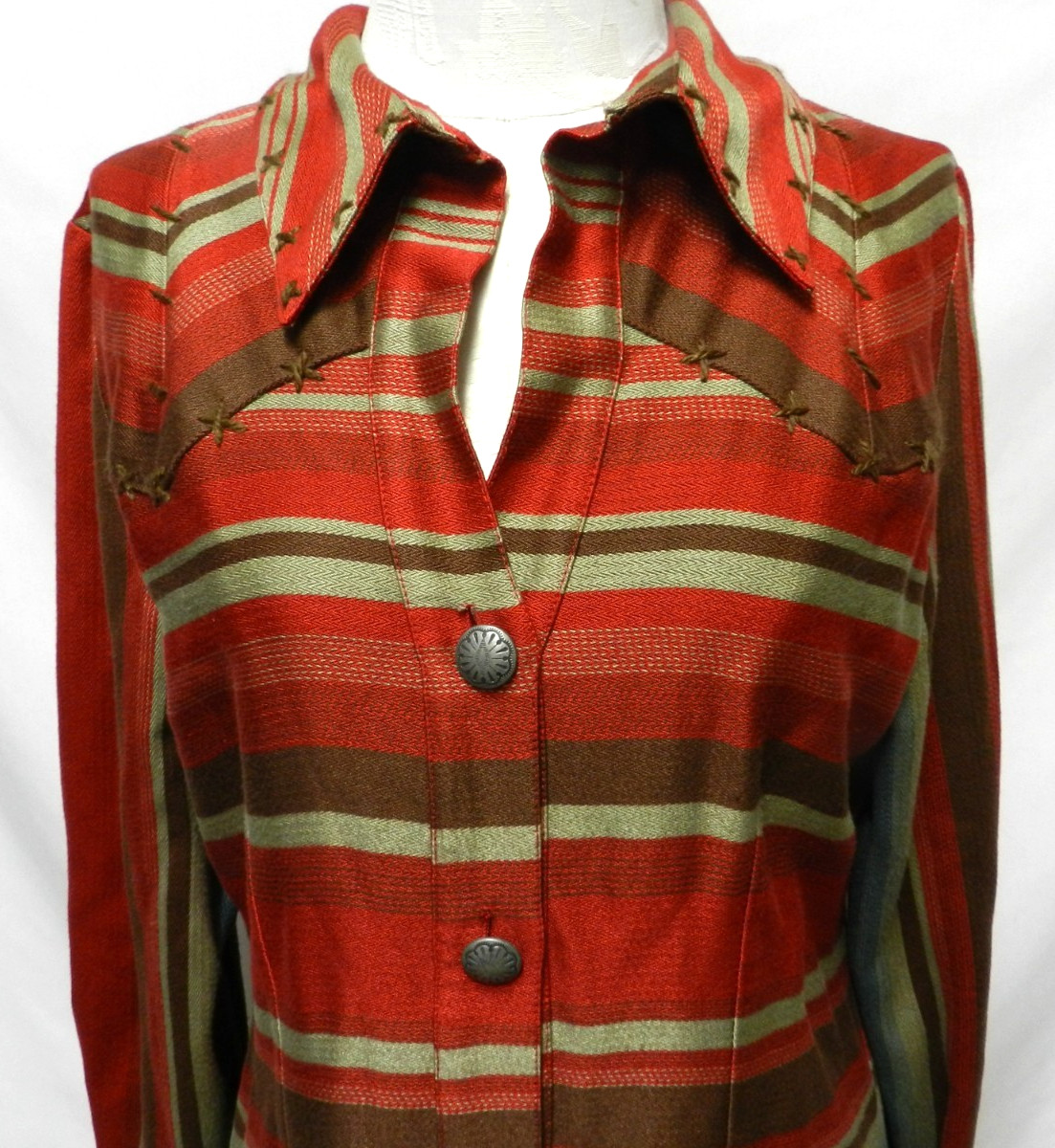 Roja Southwest blanket button Serape tunic top blouse Collar Size Sz Large Lg L