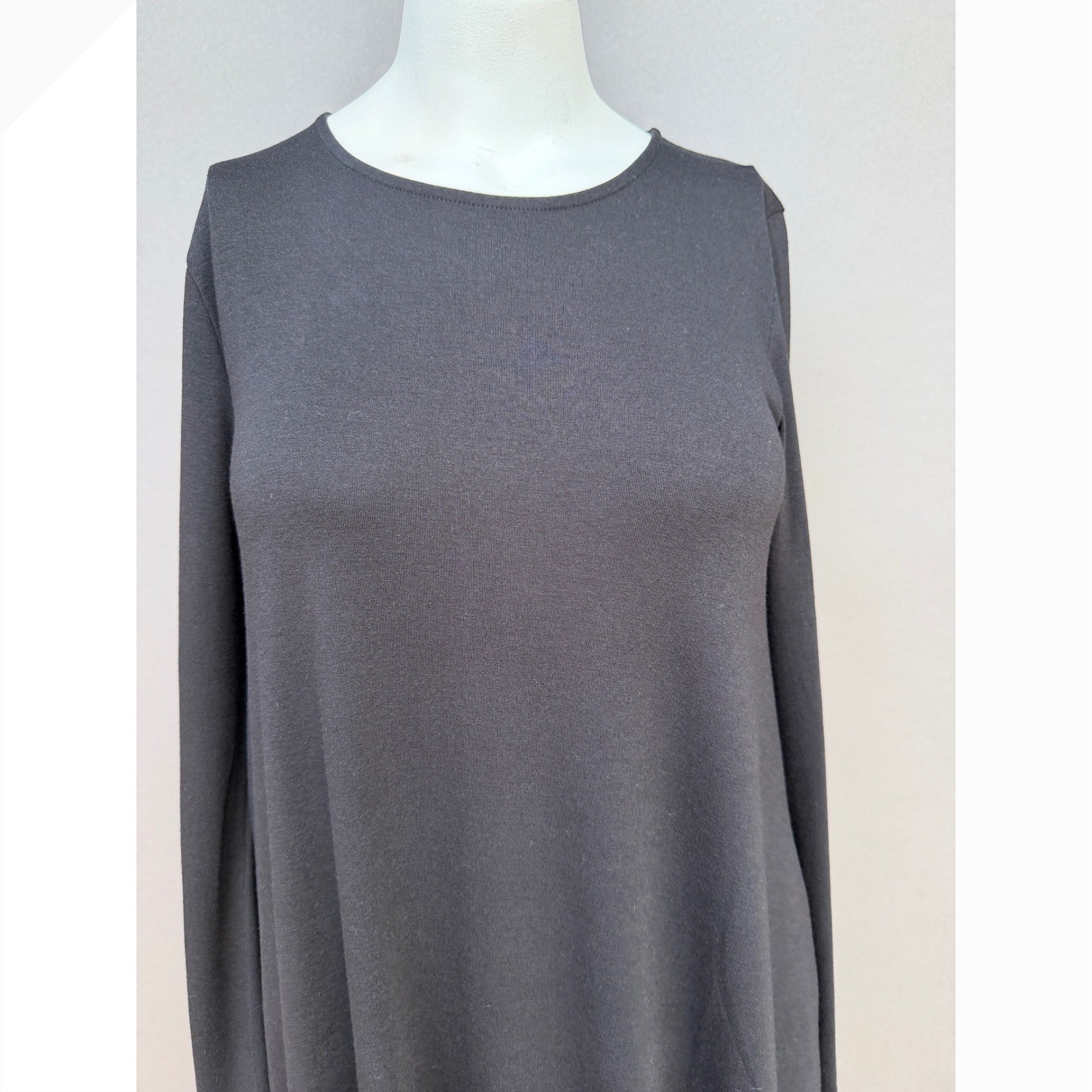 Zenana Premium Black Long Sleeve Tunic Dress Large Pockets Swing Minimalist Goth