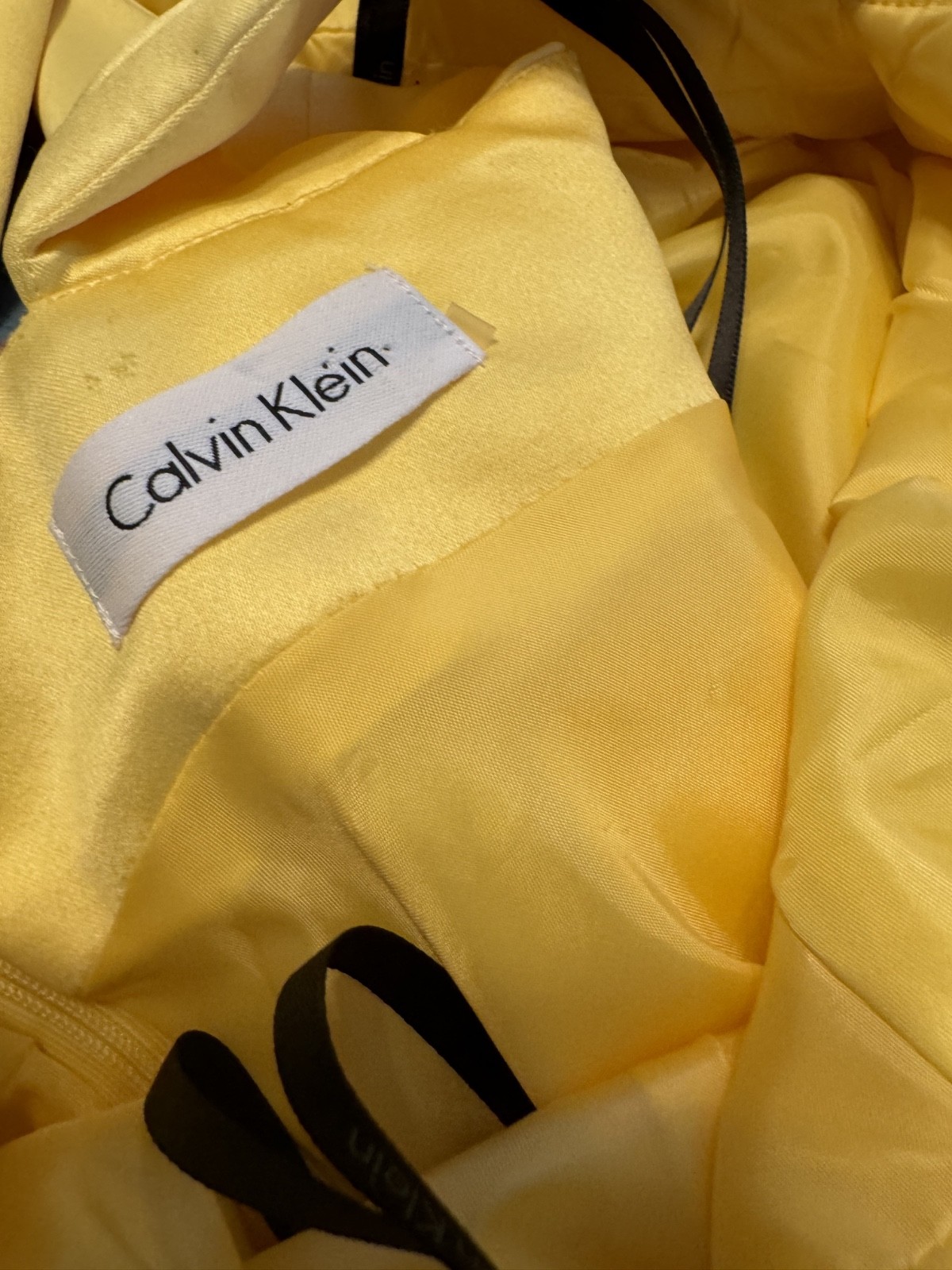 Women’s Calvin Klein Yellow A Line Formal Criss Cross Back Midi Size Small