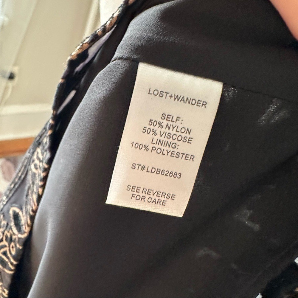 Lost + Wander Merci Gold & Black Velvet Floral Burnout Dress Halter Neckline M