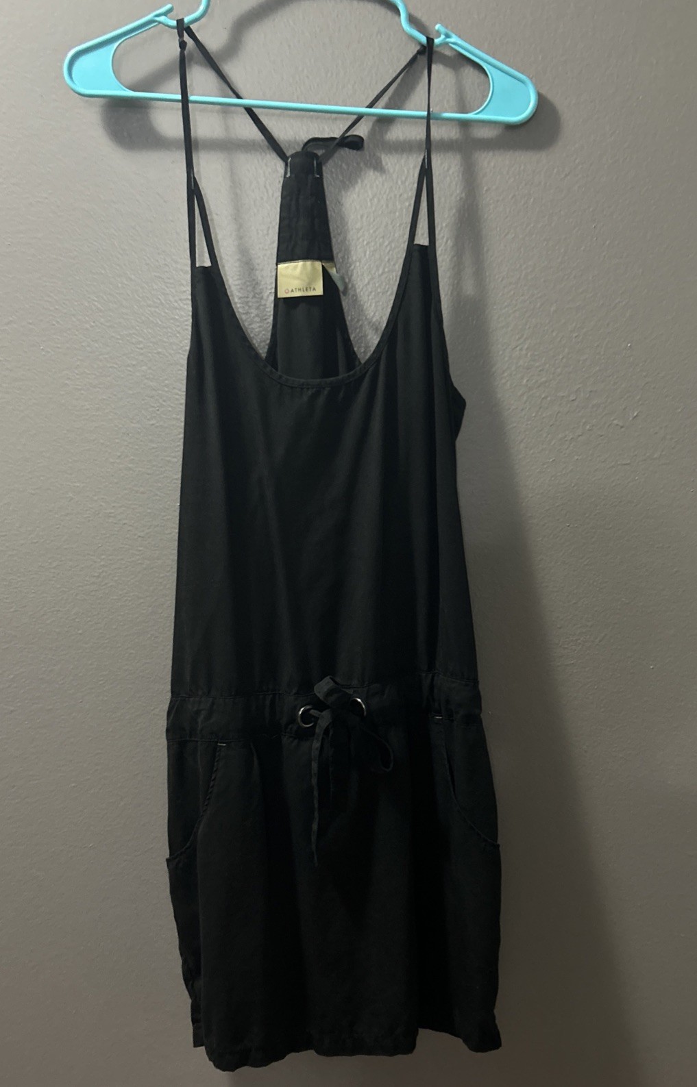Athleta Black Sun Ray Dress Womens XS EUC Racer Back & Pockets
