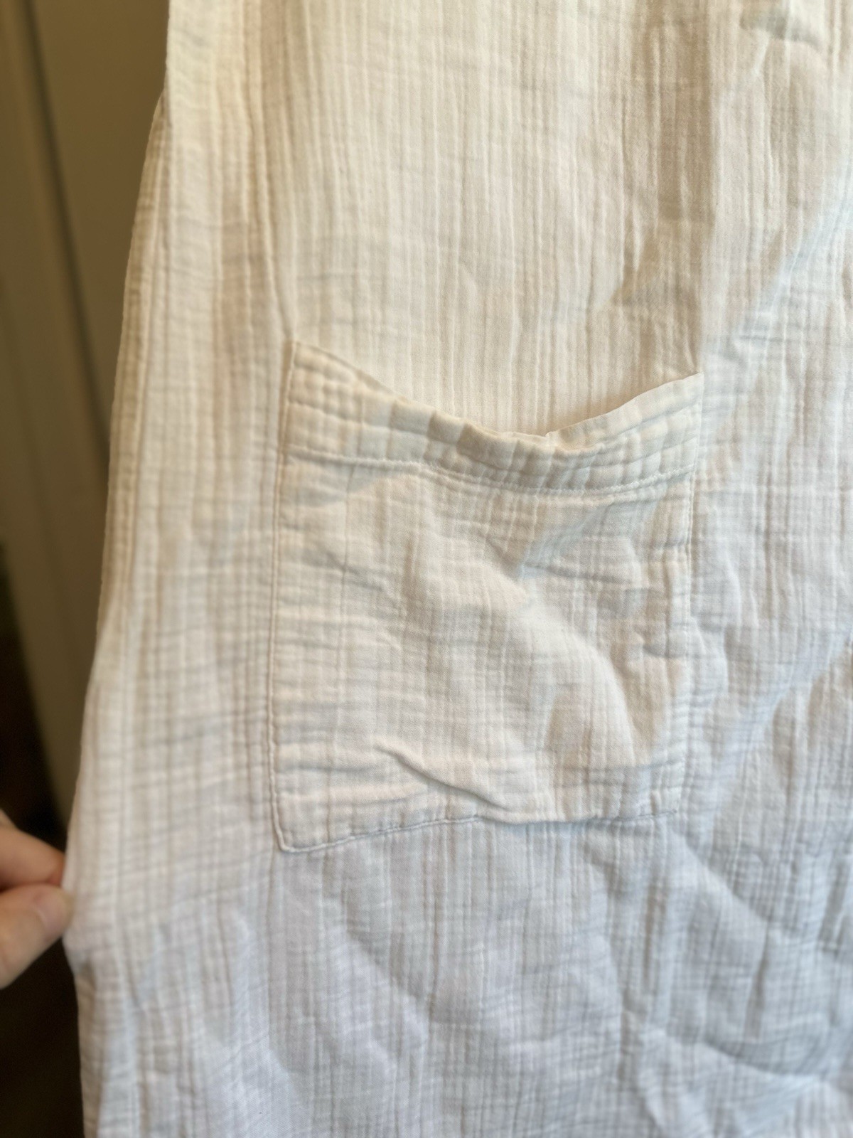 Eileen Fisher White Cotton Gauze Tunic Dress Resortwear Lagenlook Minimalist PS
