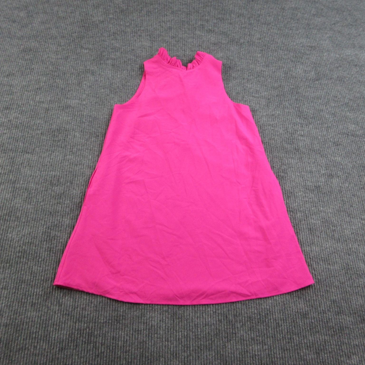 Sugarlips Dress Womens XS Pink Trapeze Swing Knee Length High Neck Ruffle NWT