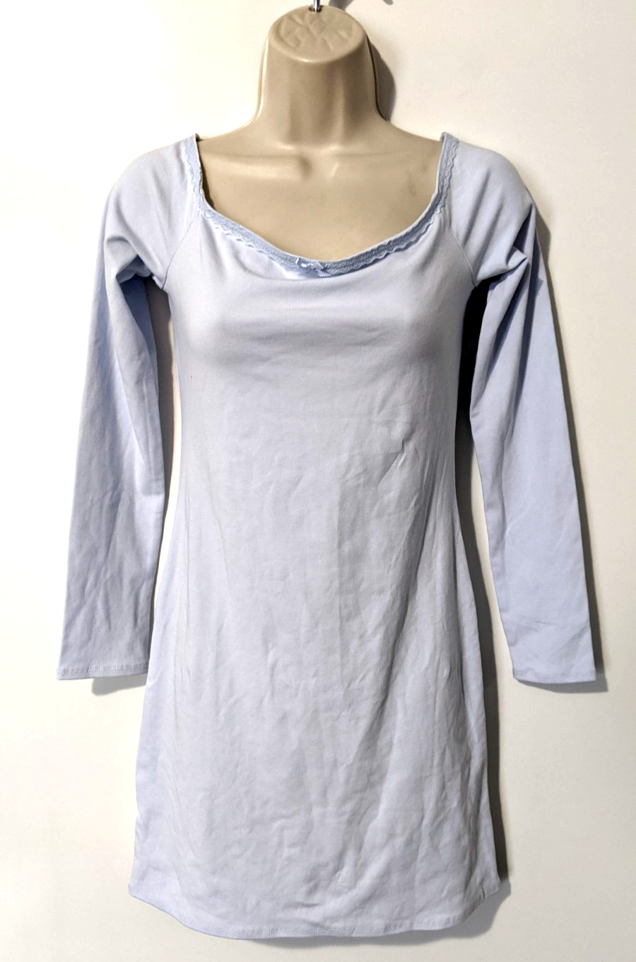 Wild Fable Women’s Long Sleeve Shirt Dress Sz M Blue Rayon/Cotton/Spandex EUC