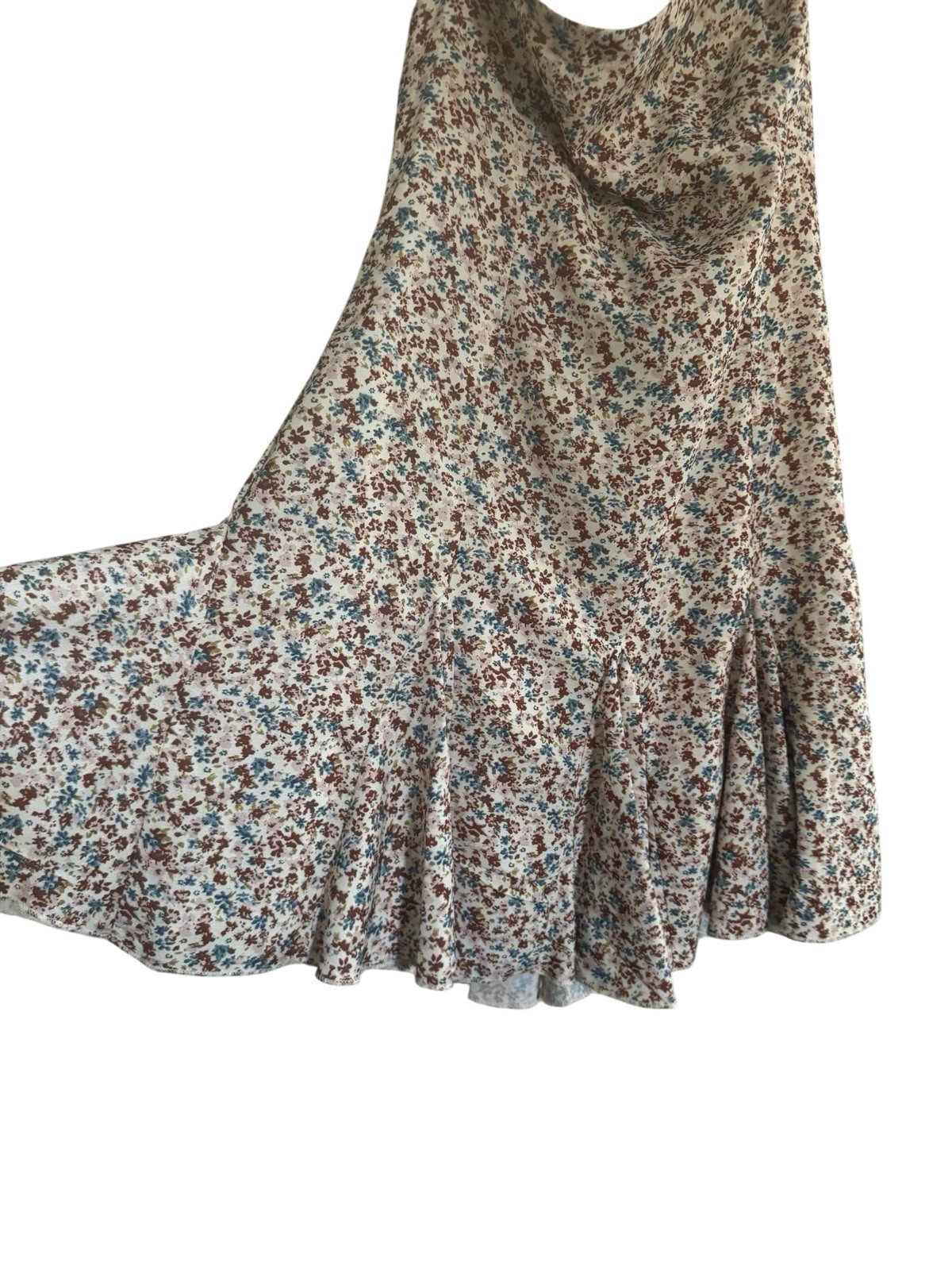 PRINCESS POLLY SZ 4 Mini Dress Brown Blue Floral Fit & Flare Halter Strap #5121