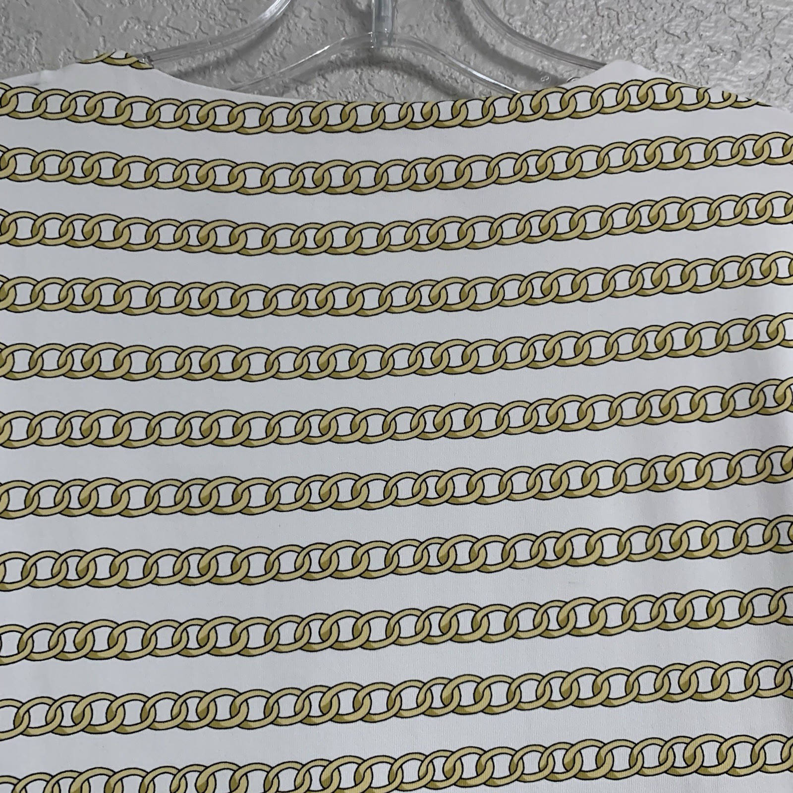 J McLaughlin Dress Womens M Brea Catalina Cloth Faux Wrap Gold Optic Link Preppy