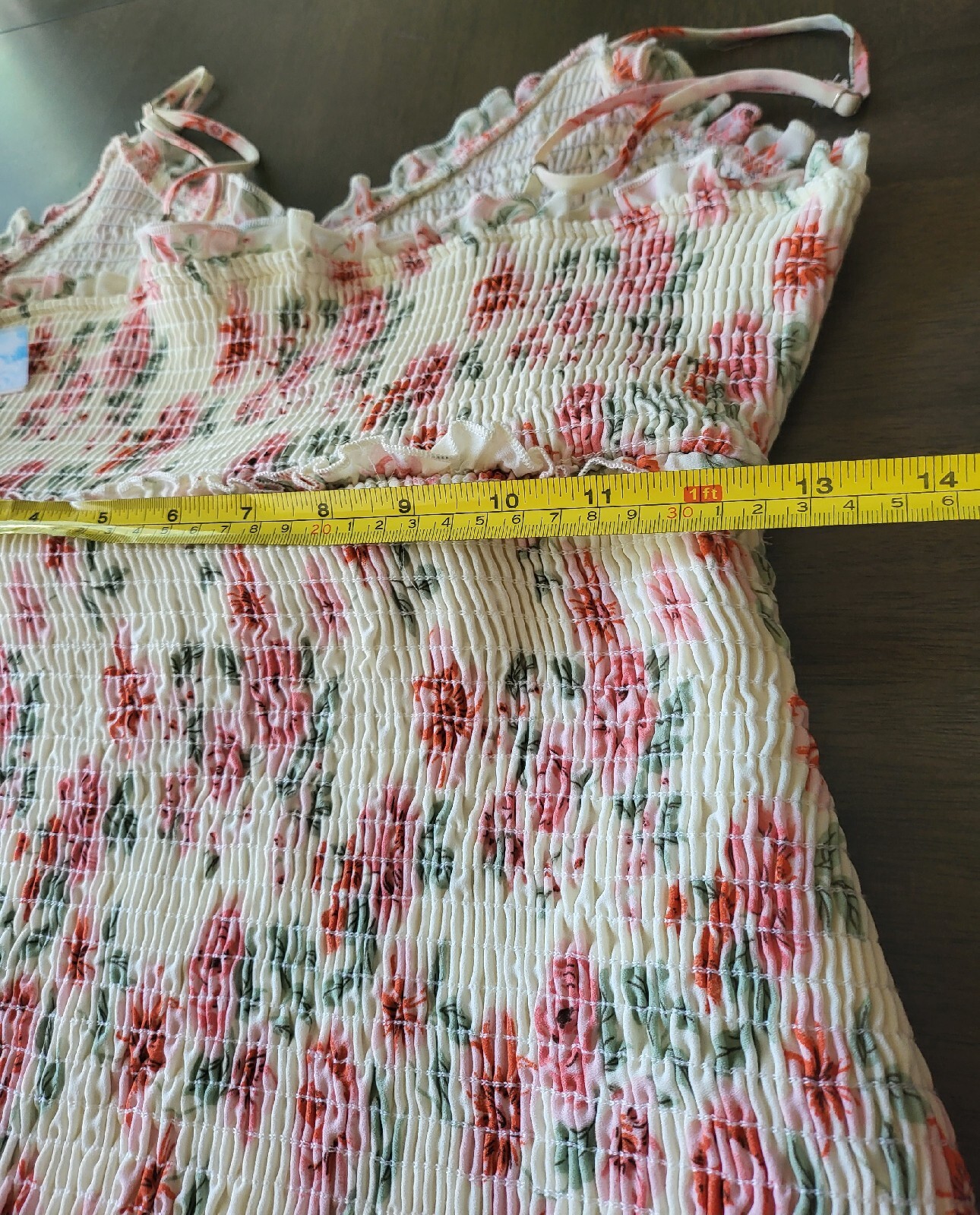 Cloud & Sky Beautiful Cream Floral Ribbed Sundress W/Ruffle Edge Size M
