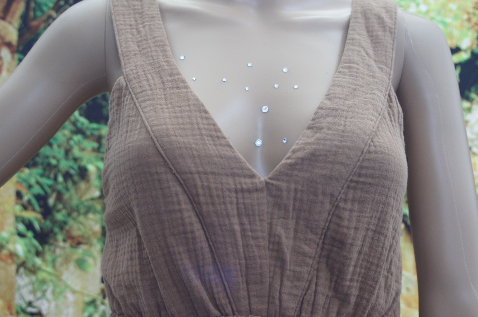 Steve Madden Amira Tiered Cotton Midi Dress Gauze Smocked Brown Tan Toast Size S