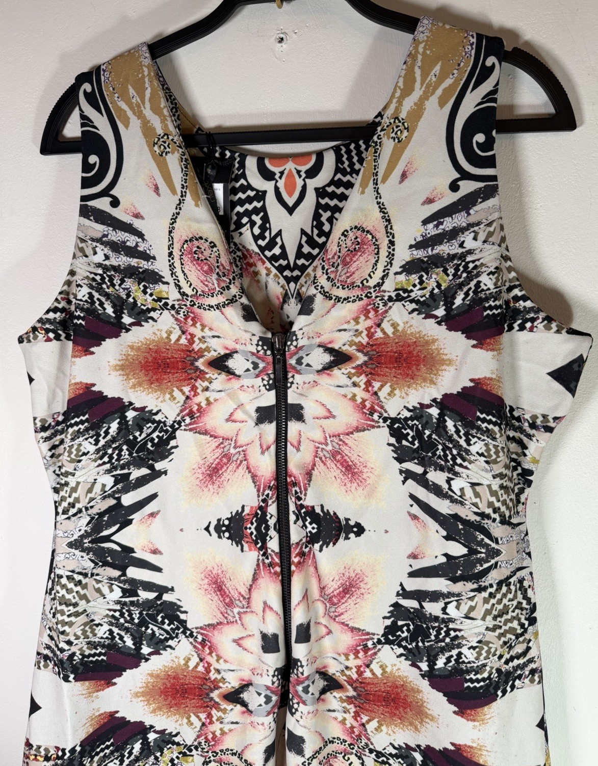 Next Geometric Patterned Bodycon Midi Dress UK 20 Multi Colour Sleeveless BNWT