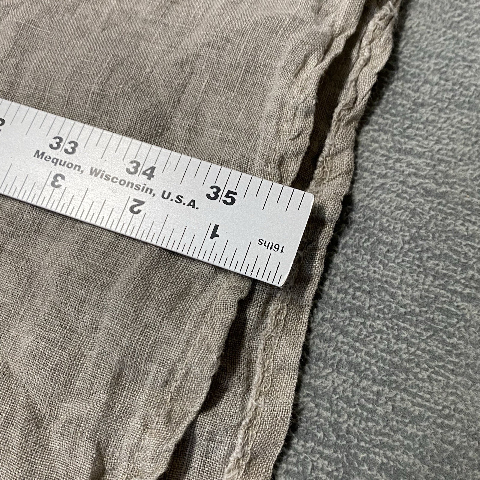 Meo Meli Tunic Top 100% Linen One Size Taupe Sand Pullover Roll Tab Short Sleeve