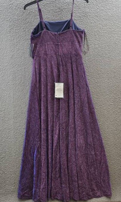 City Studios Square-Neck Sleeveless Glitter Formal Gown Junior’s 14W Grape