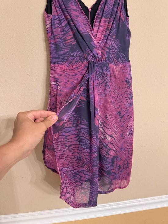 Presley Skye Purple 100% Silk Front Knot Style Sleeveless Tulip Dress, PM EUC