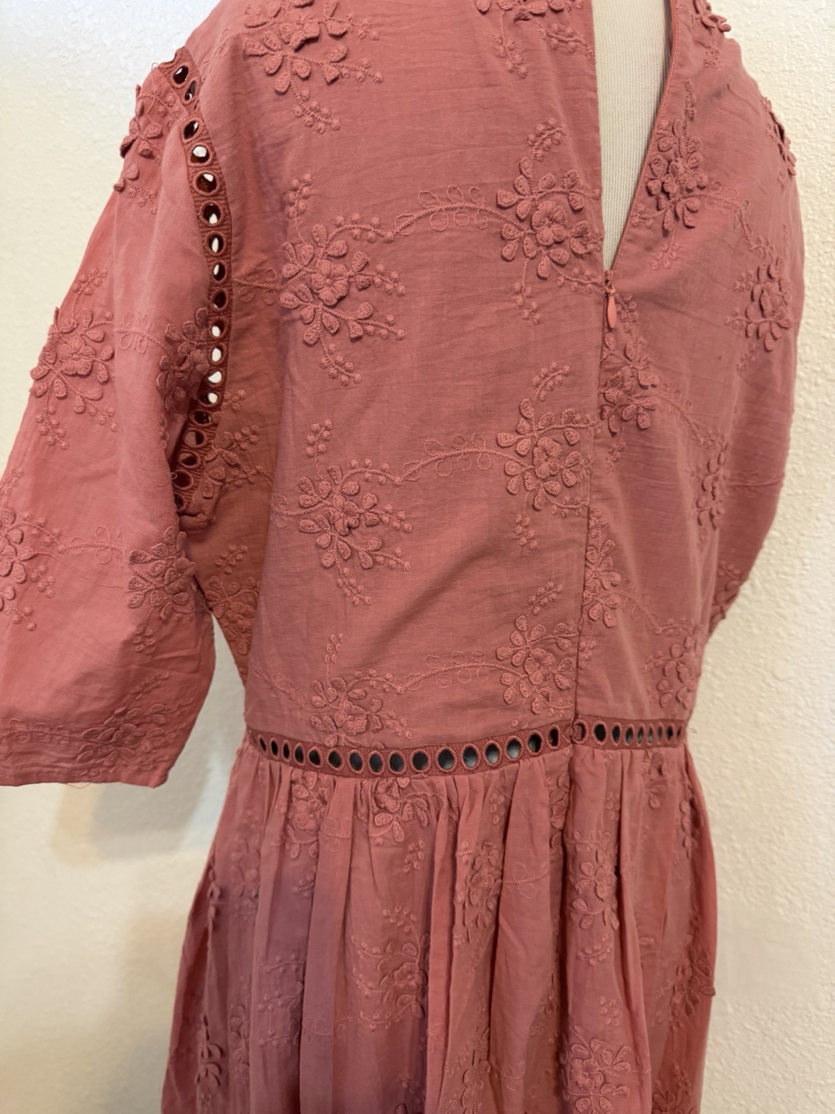 Everly On Location Dress Cotton Lace Midi Dress Beautiful Dusty Rose Size Large