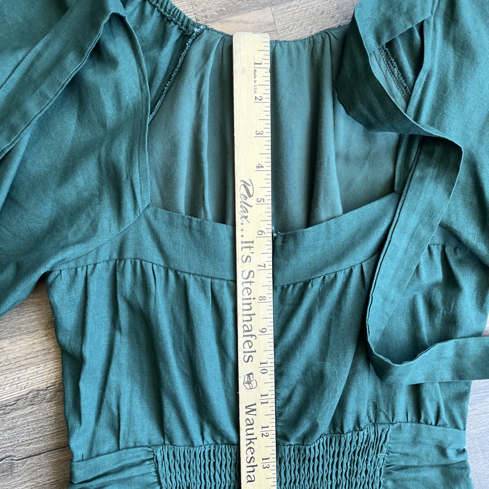 All About May Tiered Mini Dress Cotton Linen Blend Balloon Sleeves Back Tie Sz 2
