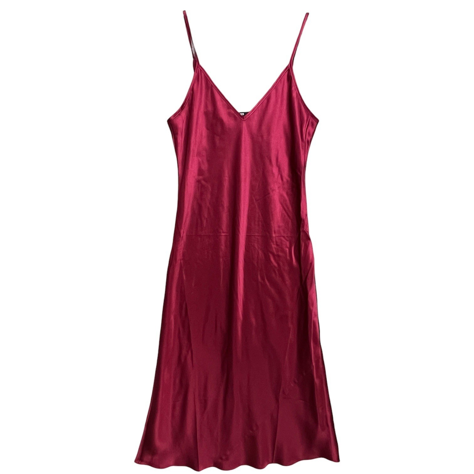 Quince 100% Washable Silk Bias Midi Slip Dress Mulberry Wine Midi V-Neck Small
