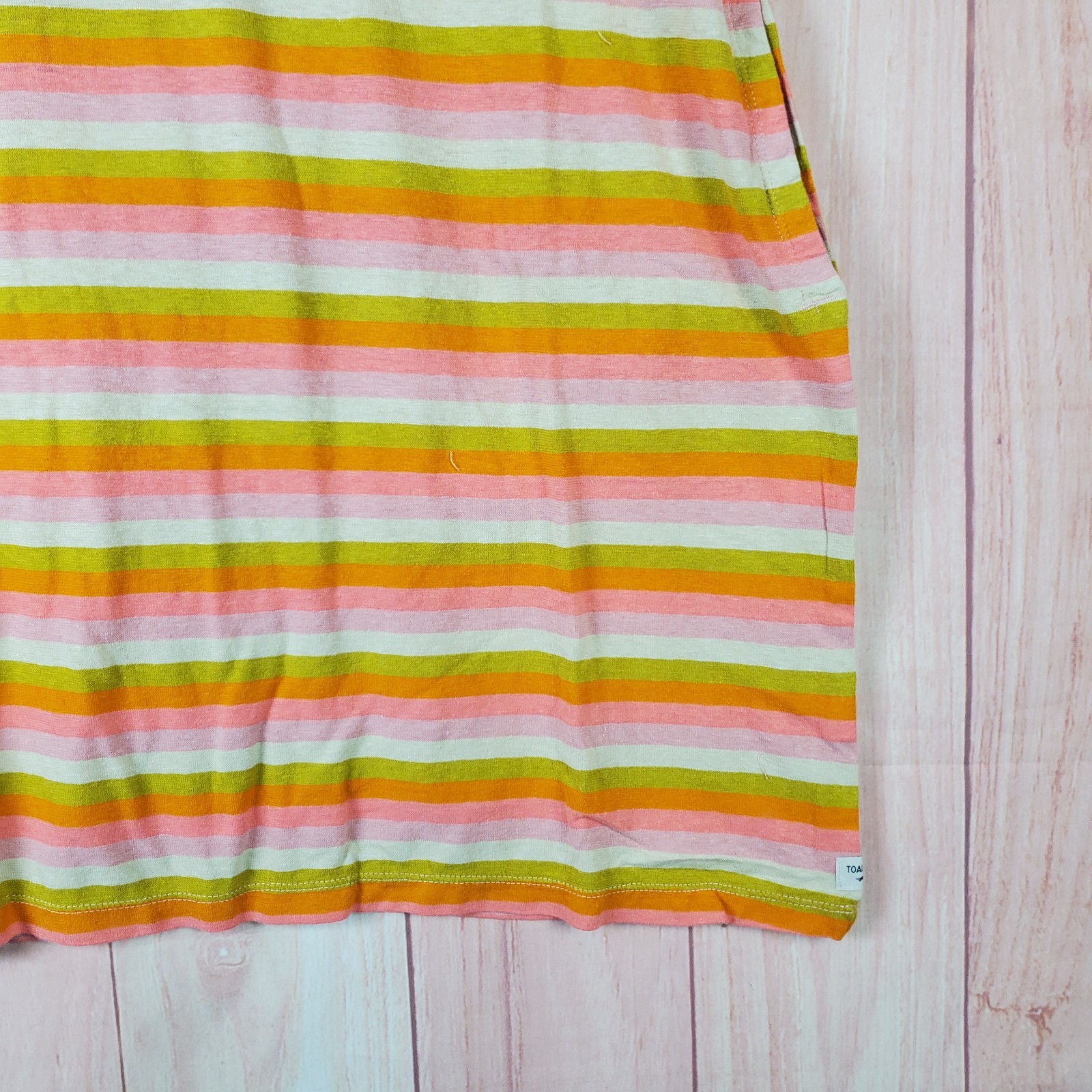 Toad & Co Grom Tank Dress Womens Medium Multicolor Hemp Striped Pockets V Neck