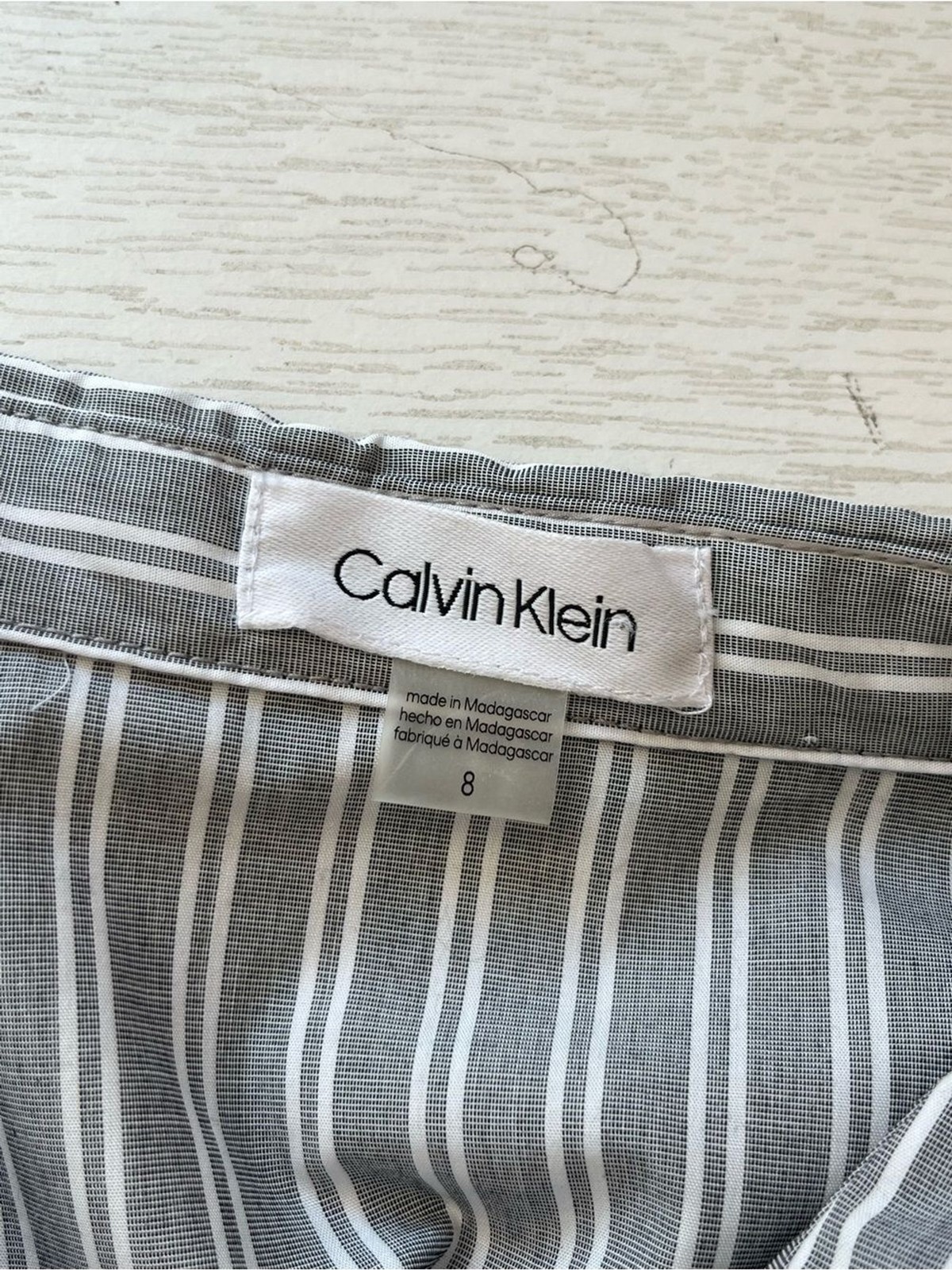 Calvin Klein Button Front Short Sleeve Bow Shirt Dress Size 8 NEW