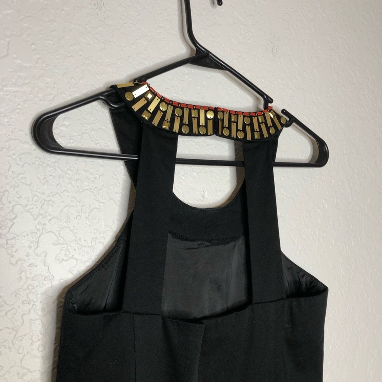 Boston Proper black gold red beaded sleeveless sheath dress size 4