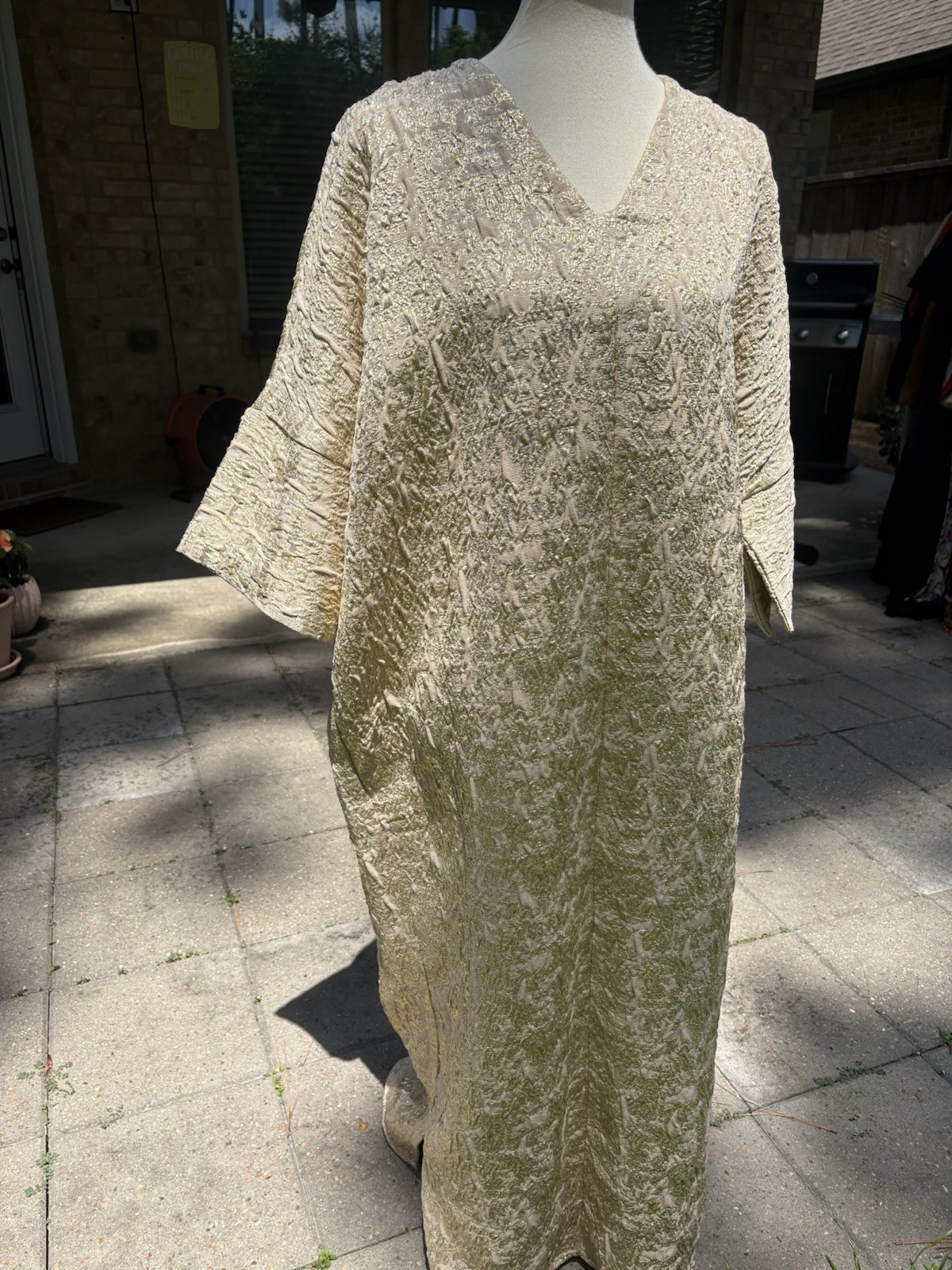 H&M Brocade Maxi Kaftan in gold – Size Medium/Large