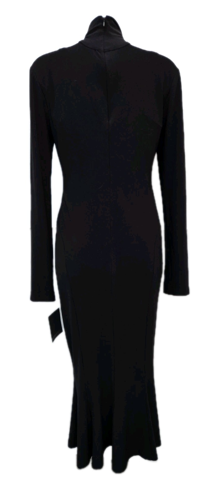 NWT Norma Kamali Sz M (38) Long Sleeve Turtleneck Midi Dress Black Fishtail New!