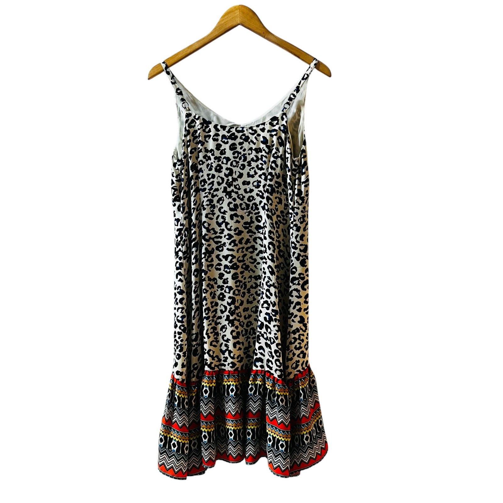 CAbi Leopard Mixed Print Sleeveless Flare Hem Dress Size XS Multicolor 5115