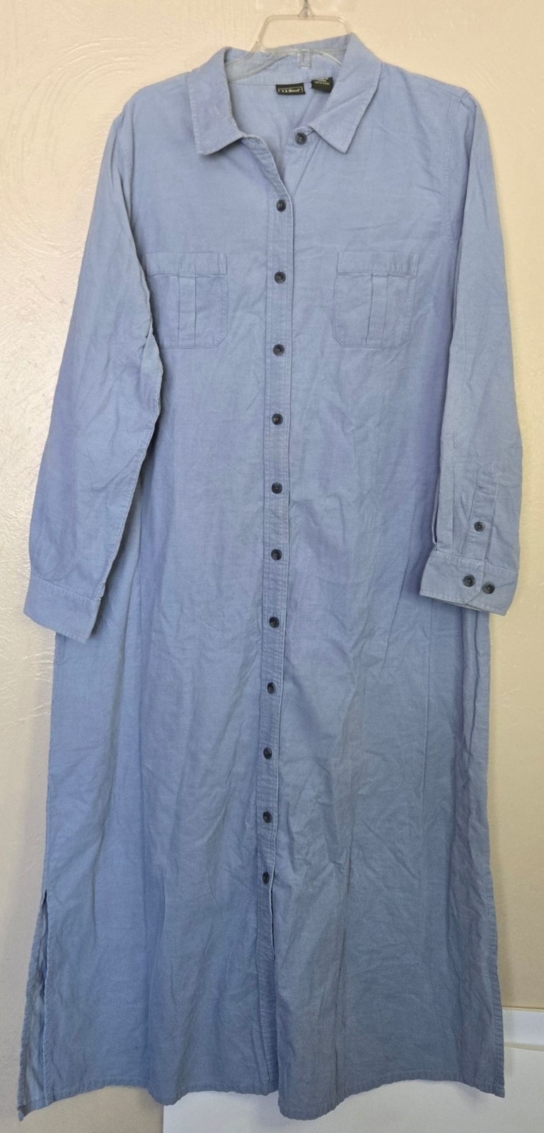 L.L. Bean Women’s Light Blue Fine Wale Corduroy Shirt Dress Size 18 Style 0UJ24