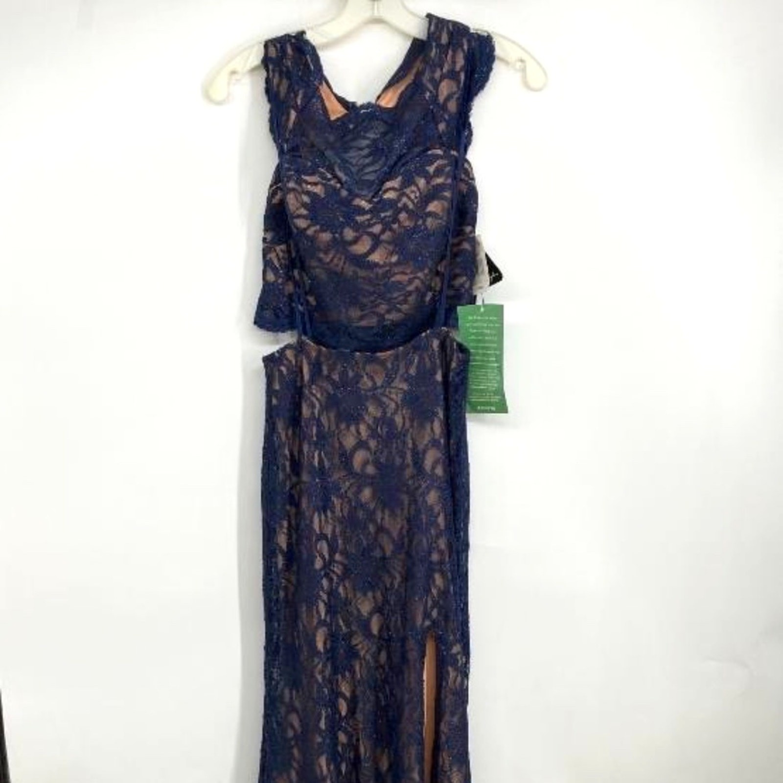 City Triangle One Piece in the Back/Two Piece in the Front Lace Gown Blue/Nude 7