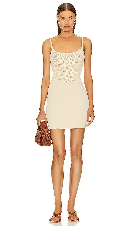 Michael Costello x REVOLVE Oline Mini Dress Womens Medium Cream NWT