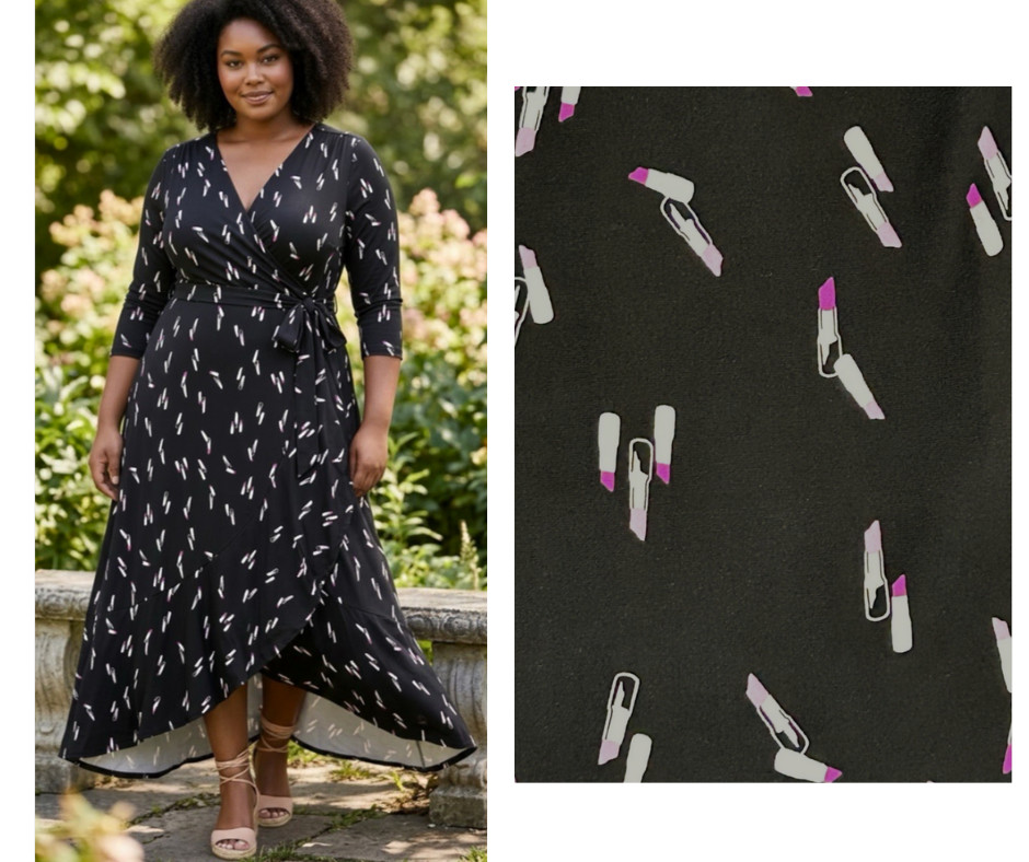 Lane Bryant Lipstick Stretch Jersey Knit Faux Wrap HI LO MAXI Dress, Size 18 20