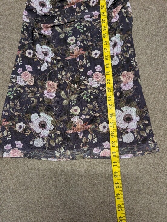 Betabrand Wanderlite Travel Purple Floral Midi Cocktail Dress (Women’s Small)