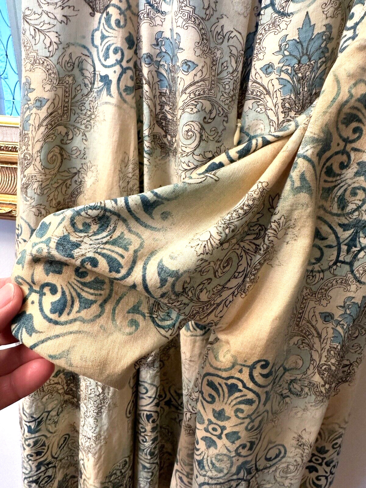 Sundress, A-Line, Size 10/12, Sleeveless, Designer Handmade USA , Blue/Beige
