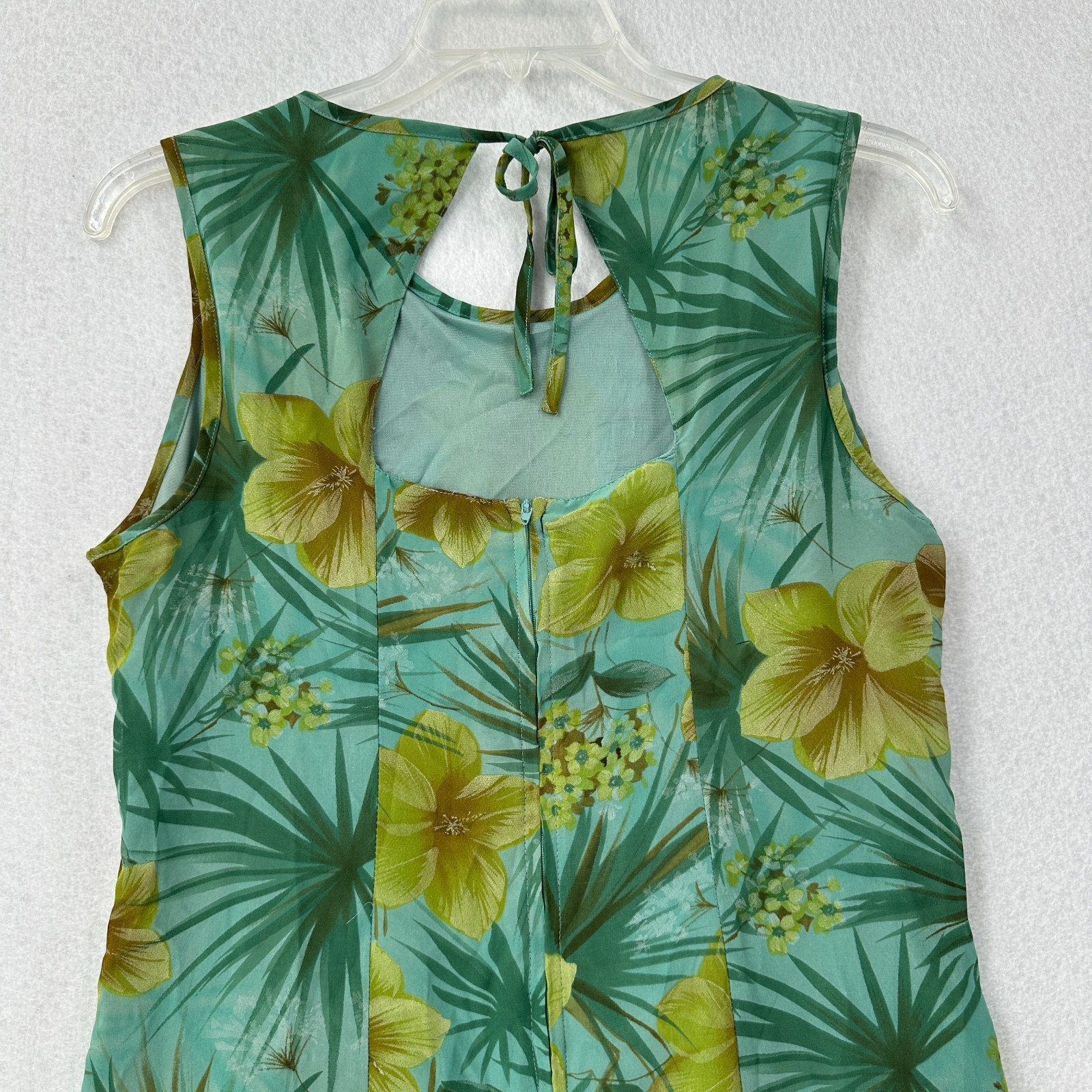 Vintage Y2K A Wild Thyme Womens Midi Dress Size 14 Green Floral Y2K Sleeveless