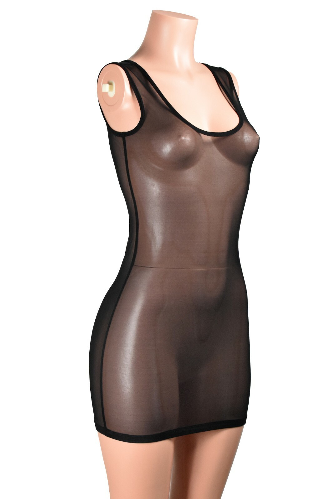 Black Mesh Bodycon Mini Dress XS S M L XL 2X 3X stretch swim cover-up lingerie