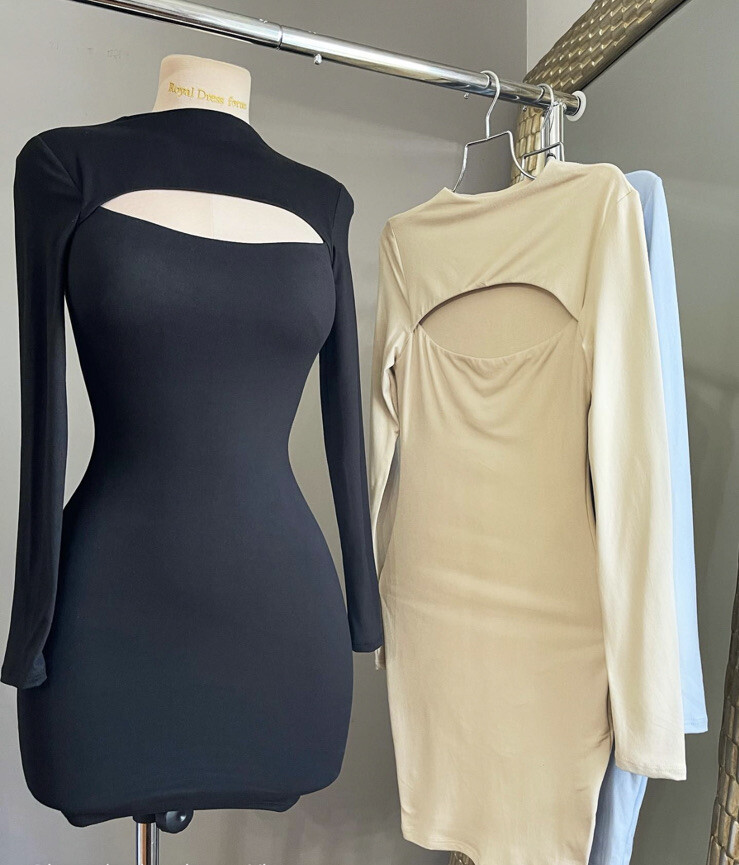 NEW Women’s Fashion Sexy Clubwear Party Supersoft Cutout front mini dress TAUPE