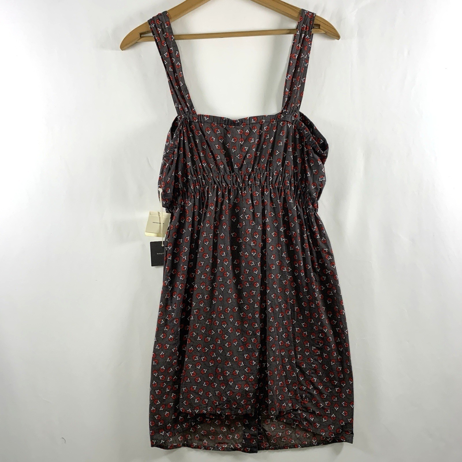 Y2K Cotton Button Front Tunic Dress Top Sz M Boho Festival Preppy Square Neck