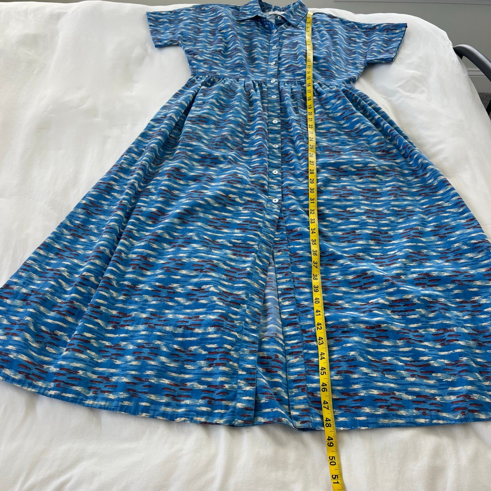 Olivia by Livro Lakelyn Midi Button Down Patch Pocket Dress in Flask Blue Small