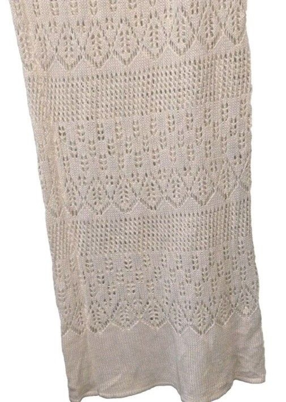 Hera Collection Crochet Knit Sleeveless Midi Dress Beige Small Boho Beach NWT
