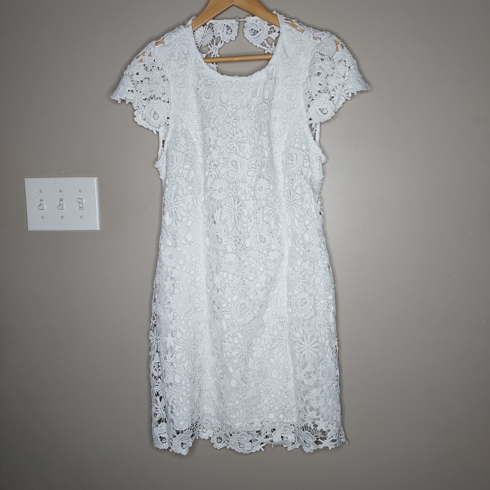 Lulus Romance Language White Lace Backless Mini Dress Xl Bridal Shower Angelcore