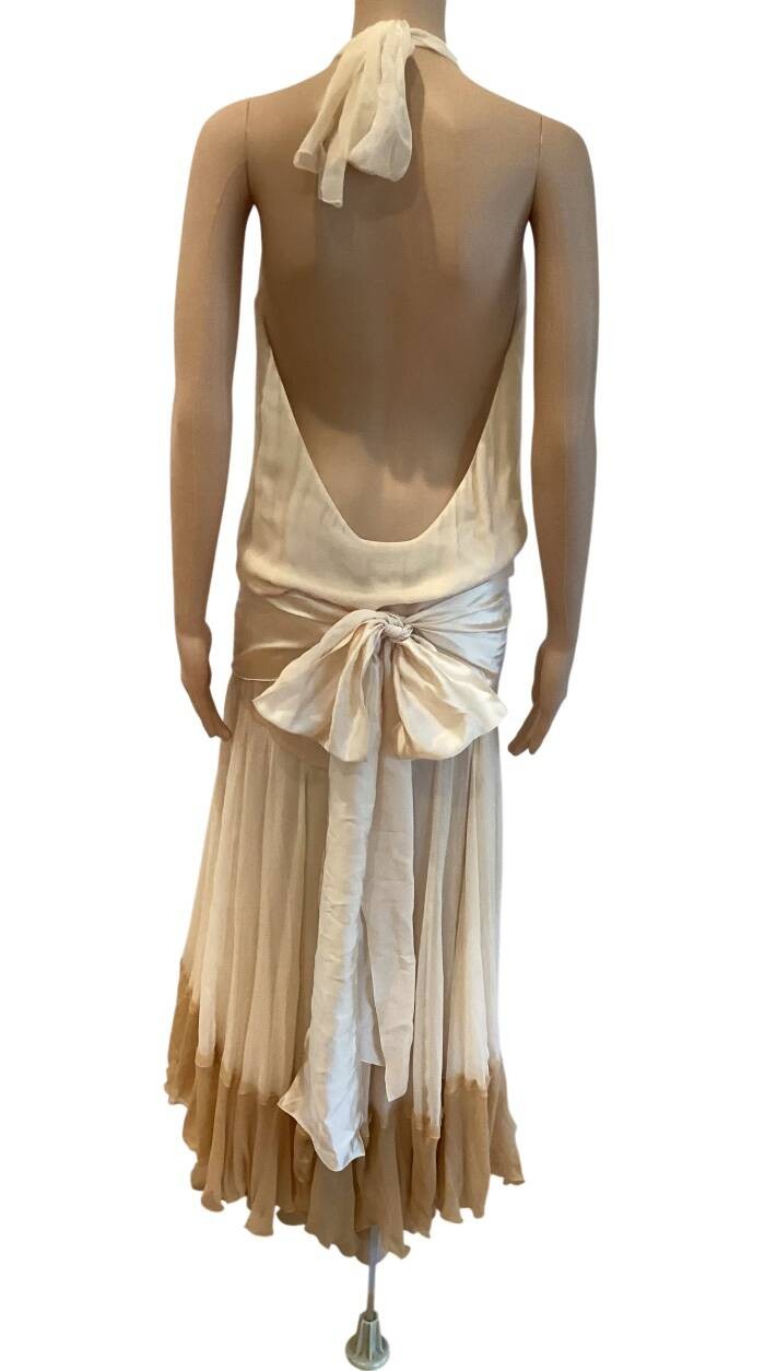 CHLOE VINTAGE S/S 2005 RUNWAY SILK HALTER DRESS SIZE fr 38