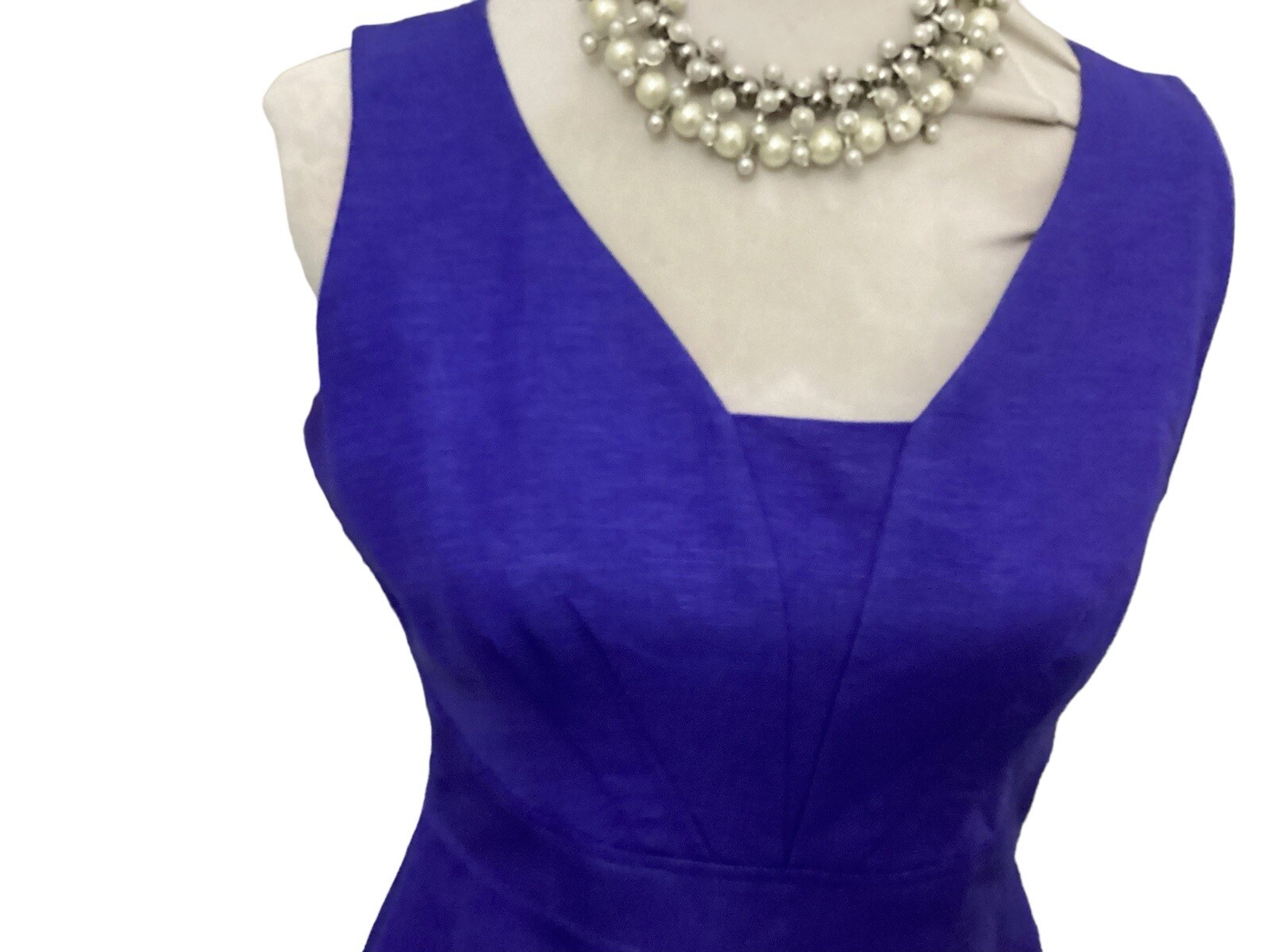 Hobbs Blue Cotton Dress Size 10 + Jacket Size 10 Short 39” Ec Away 30.4