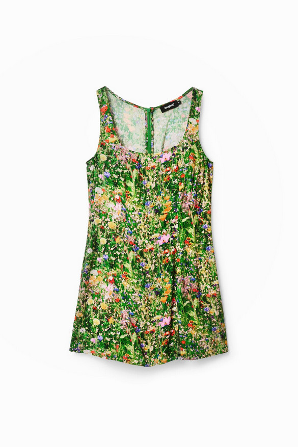 Desigual Womens Floral A-Line Square Neck Mini Dress 23SWWVW54