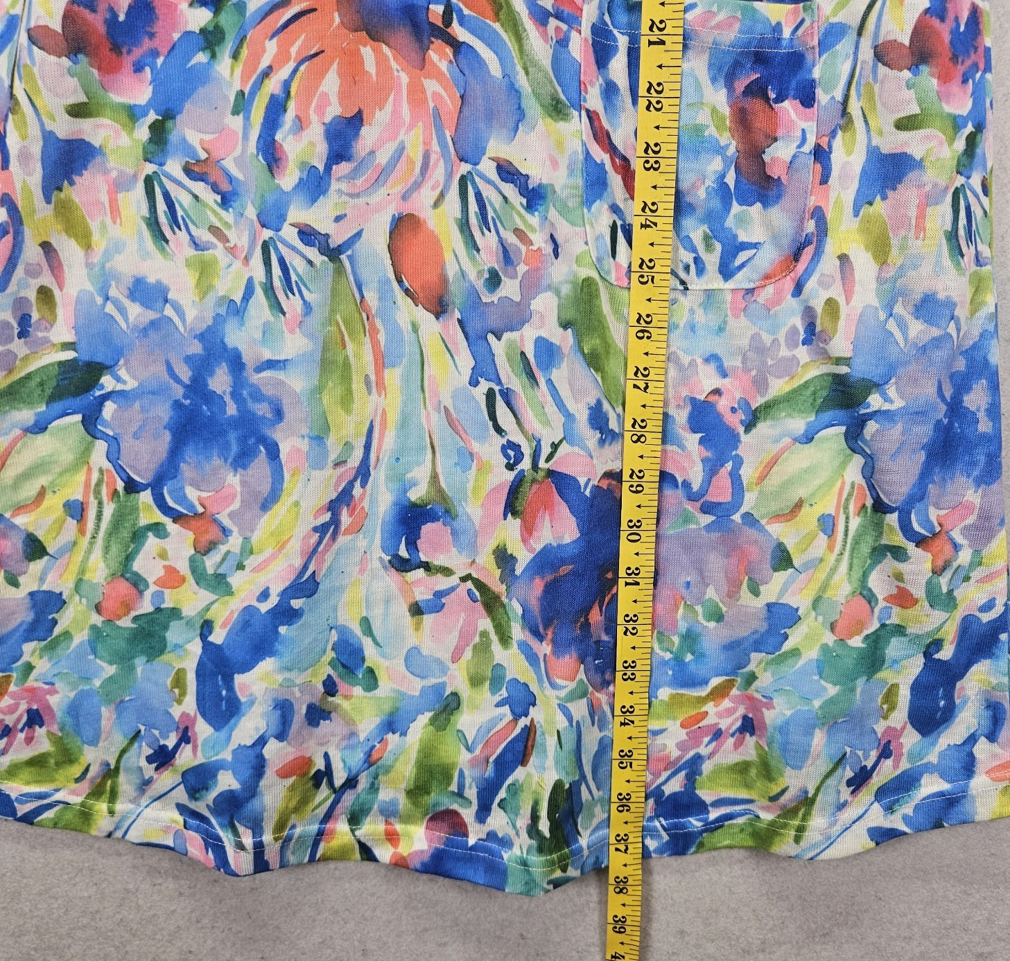 Shana Shift Dress Womens Medium Multicolor Floral Art To Wear 3/4 Sleeve Pockets